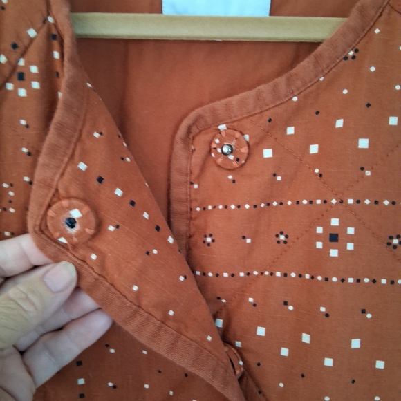 Madewell Women's Cotton Rust Colored Quilted Bandana Jacket "as is" (No Belt) - Picture 13 of 16
